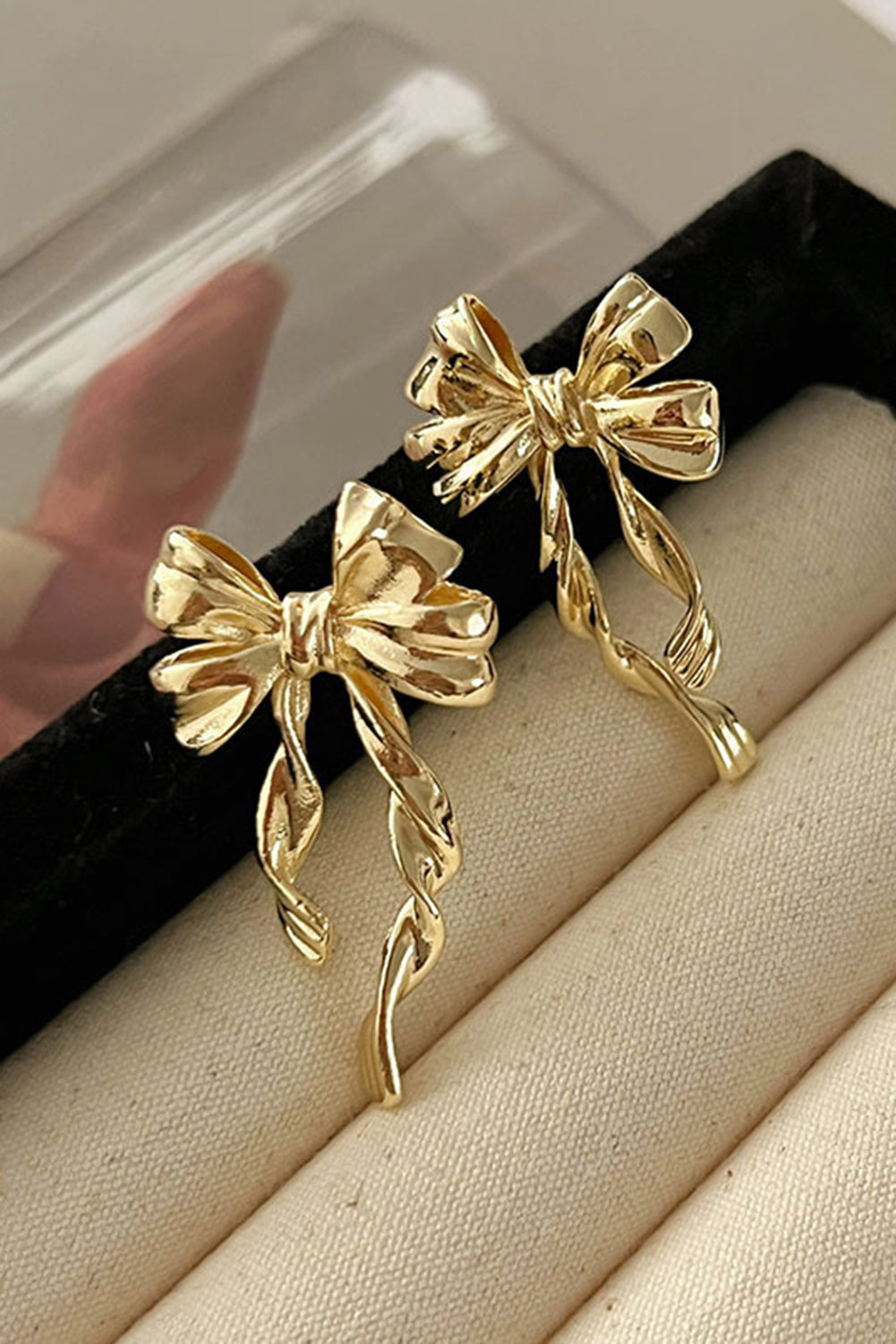 Gold Bow Knot Plated Stud Earrings