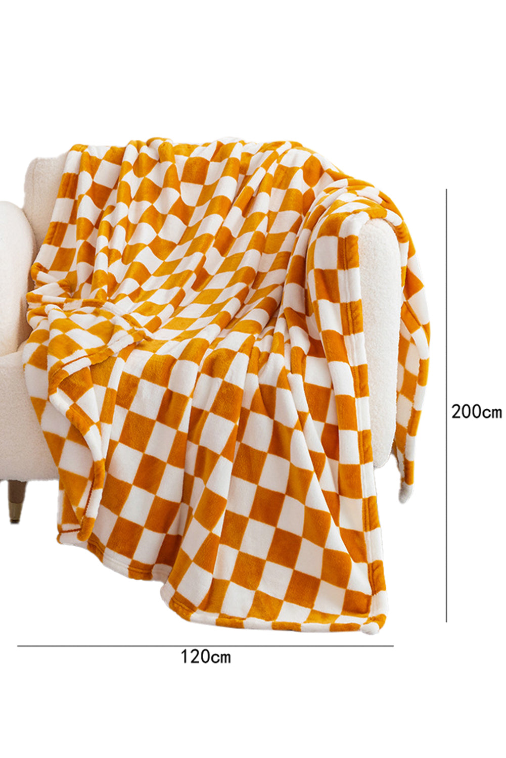 Yellow Checkerboard Printed Soft Throw Blanket 120*200cm