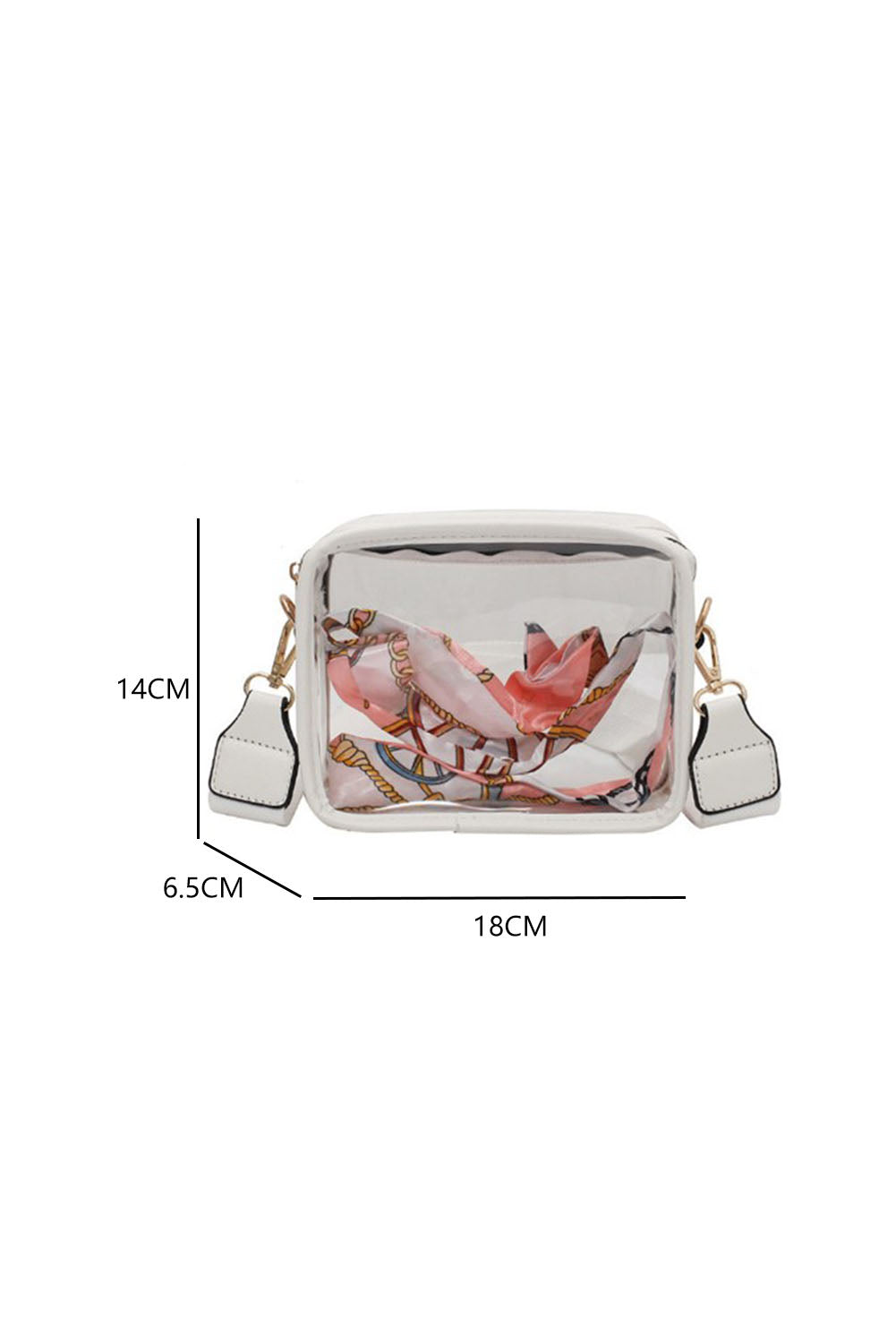 White Clear Leather Strap Crossbody Bag