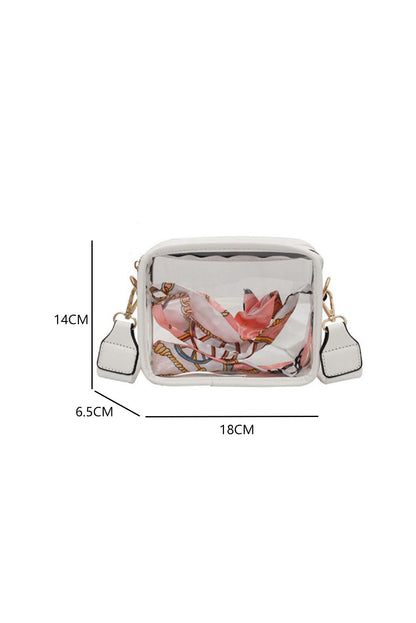 White Clear Leather Strap Crossbody Bag