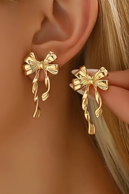 Gold Bow Knot Plated Stud Earrings