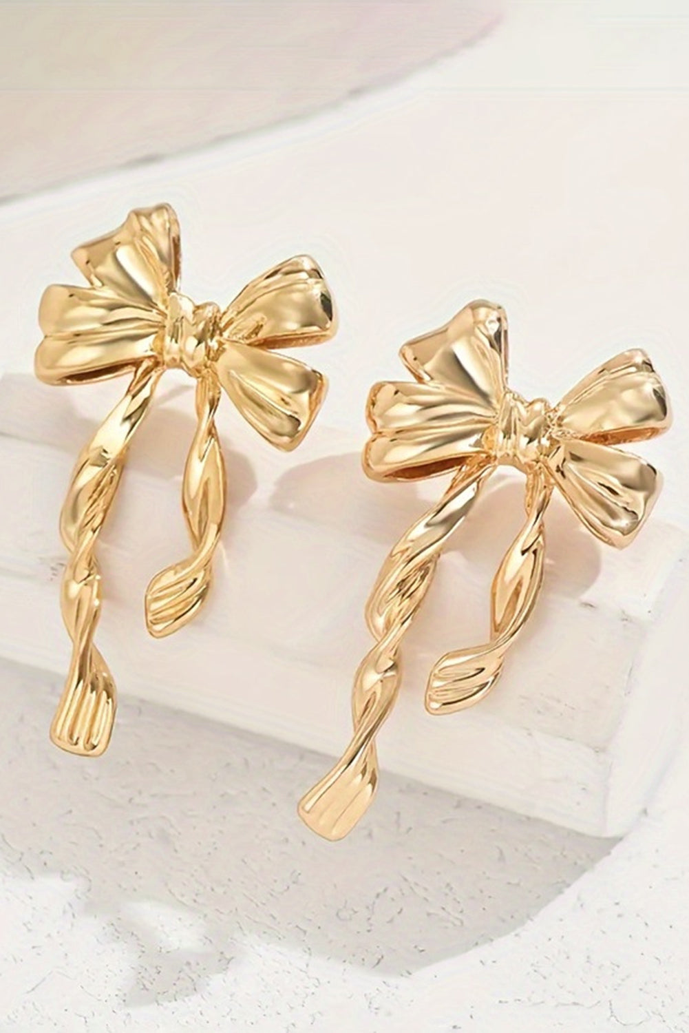 Gold Bow Knot Plated Stud Earrings