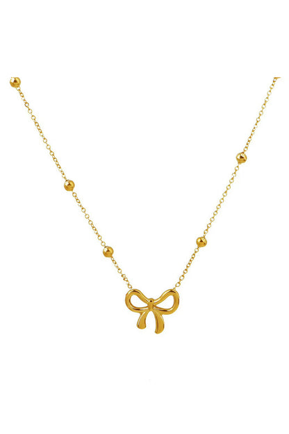 Gold Bowknot Pendant Plated Necklace