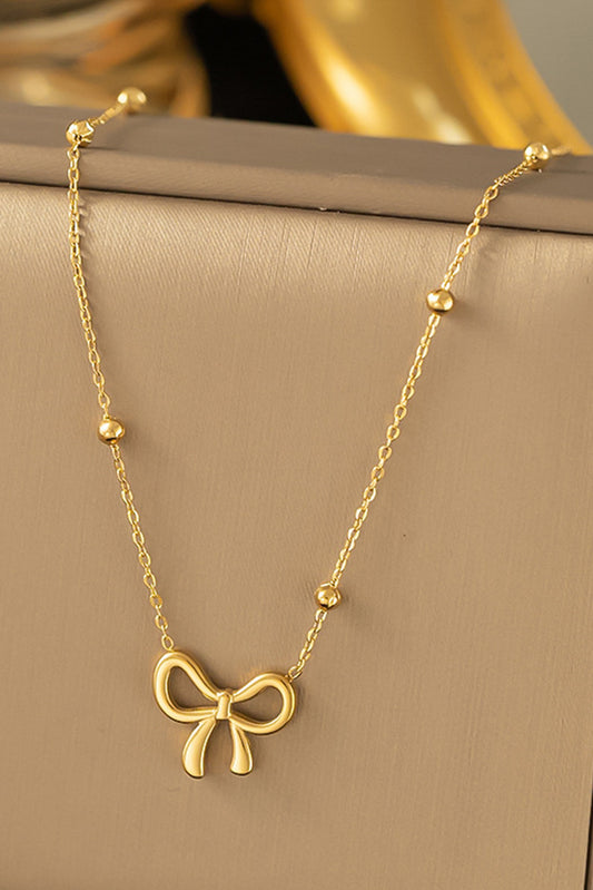 Gold Bowknot Pendant Plated Necklace