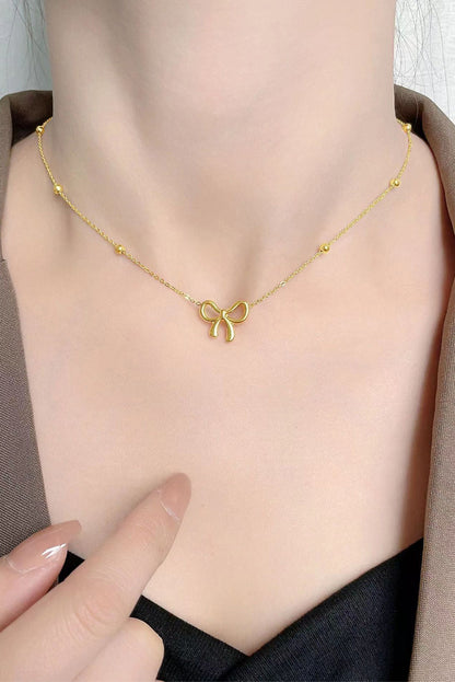 Gold Bowknot Pendant Plated Necklace