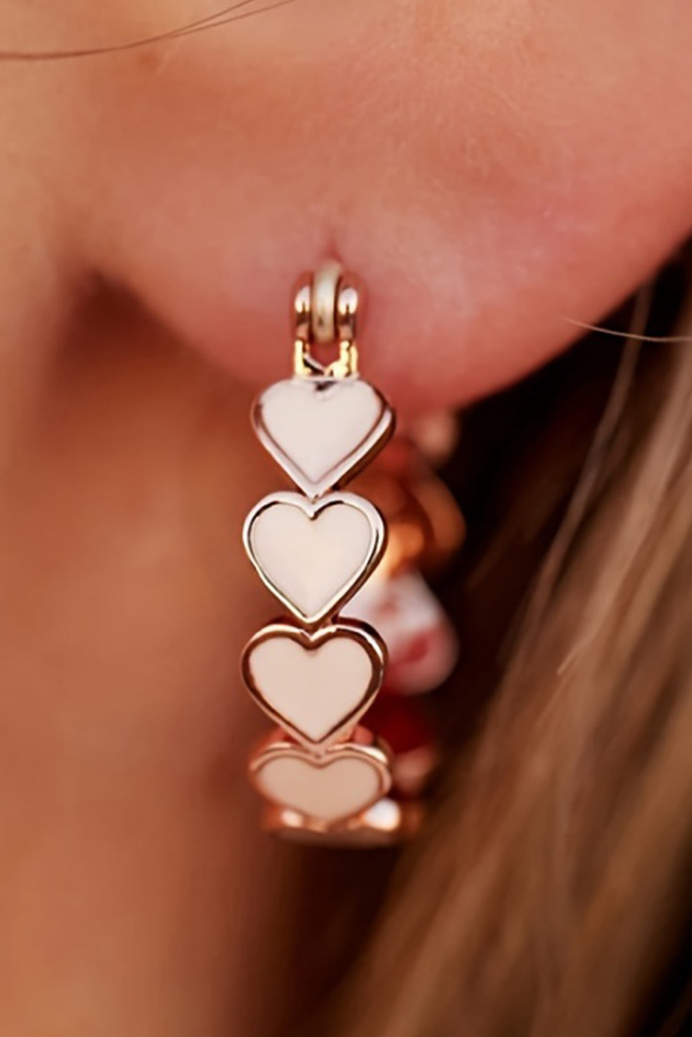 White Heart Shape Plated Alloy Small Hook Earrings