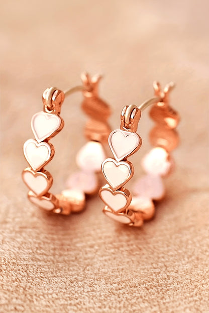 White Heart Shape Plated Alloy Small Hook Earrings