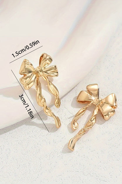 Gold Bow Knot Plated Stud Earrings